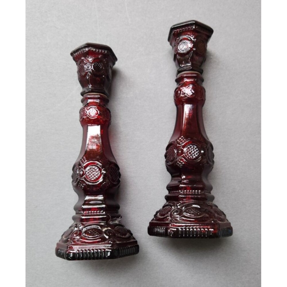 Vintage Avon Cape Cod Ruby Red Glass Candlesticks – Pair